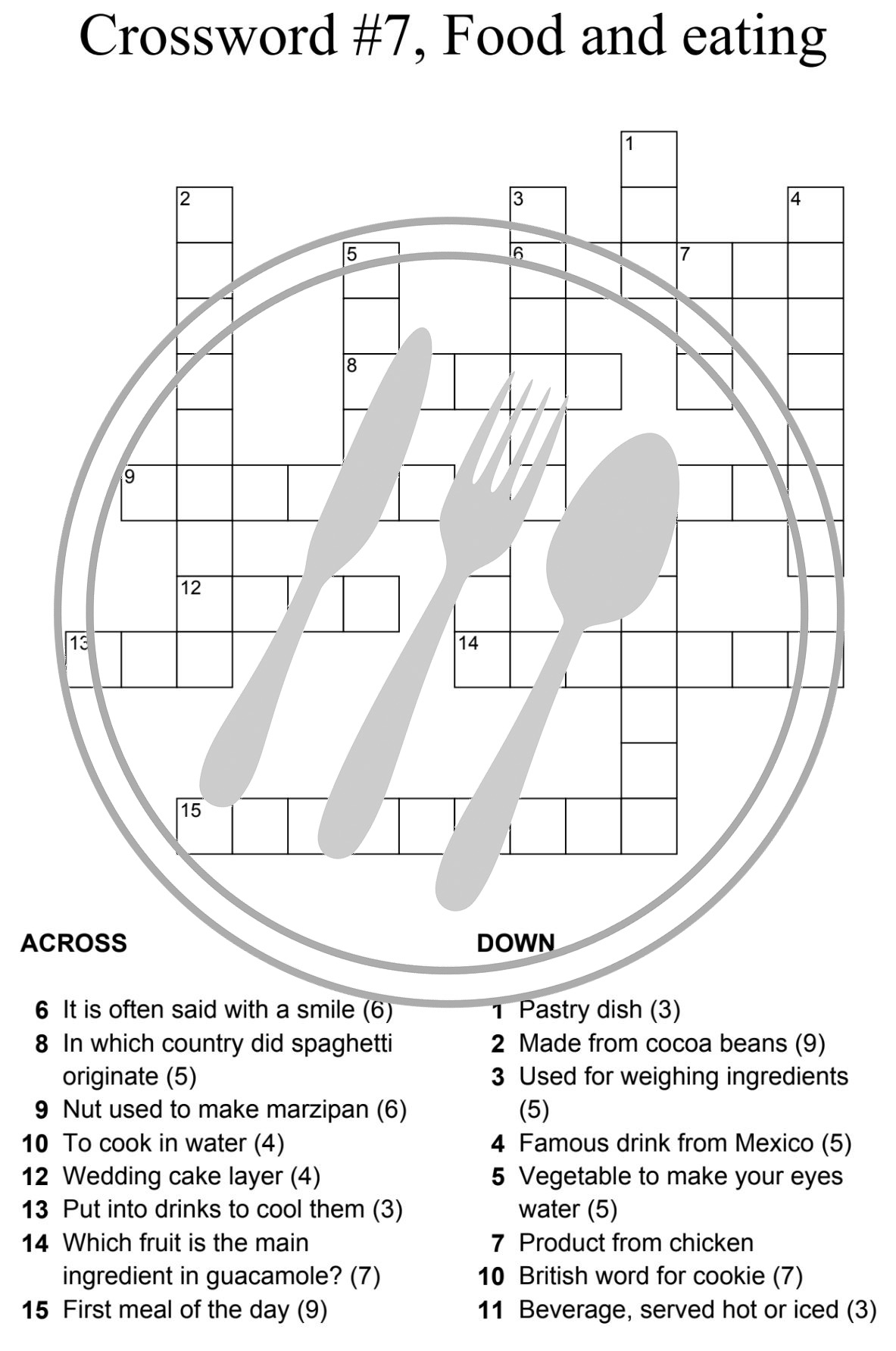 Crossword food and eating