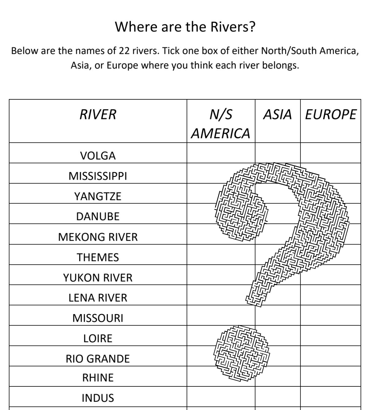 Where are the rivers quiz