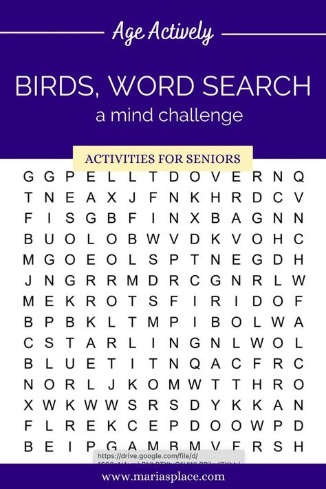Birds, Word Search