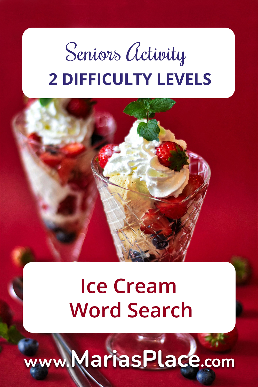 Ice cream, 2 Levels Word Search