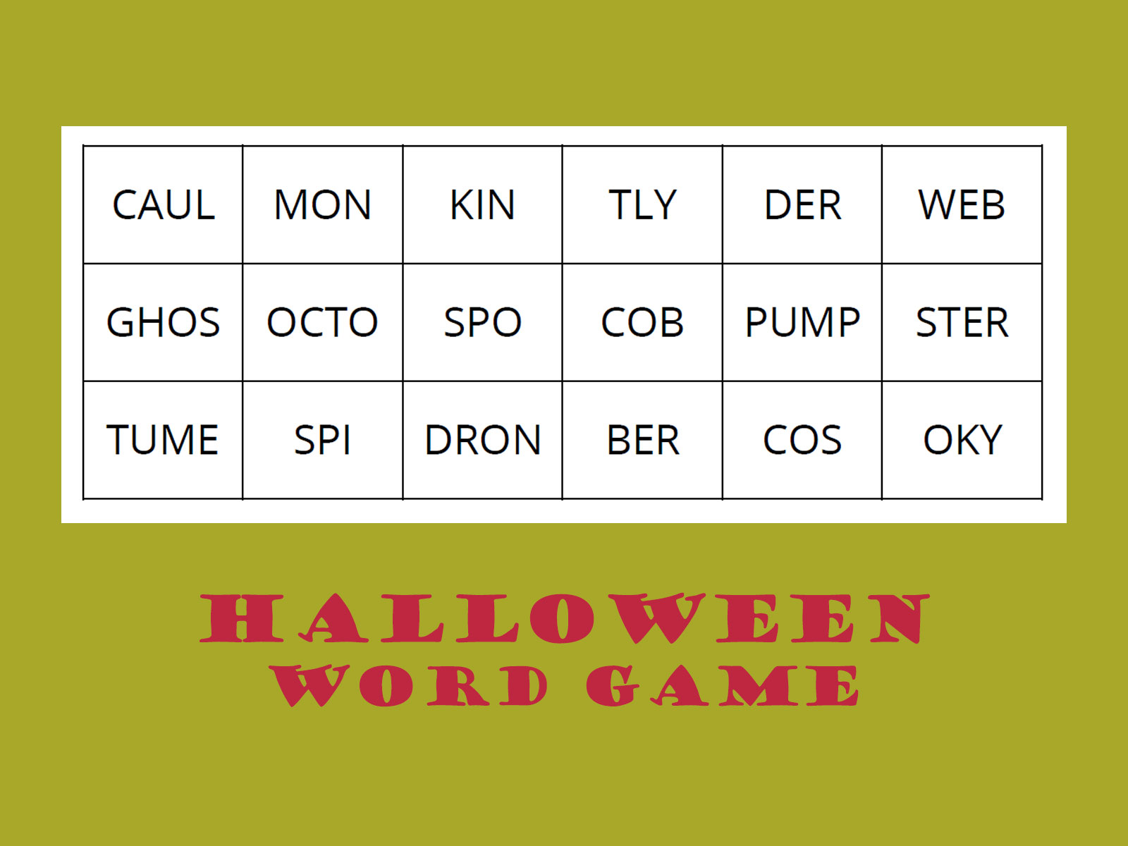 Halloween Word Game