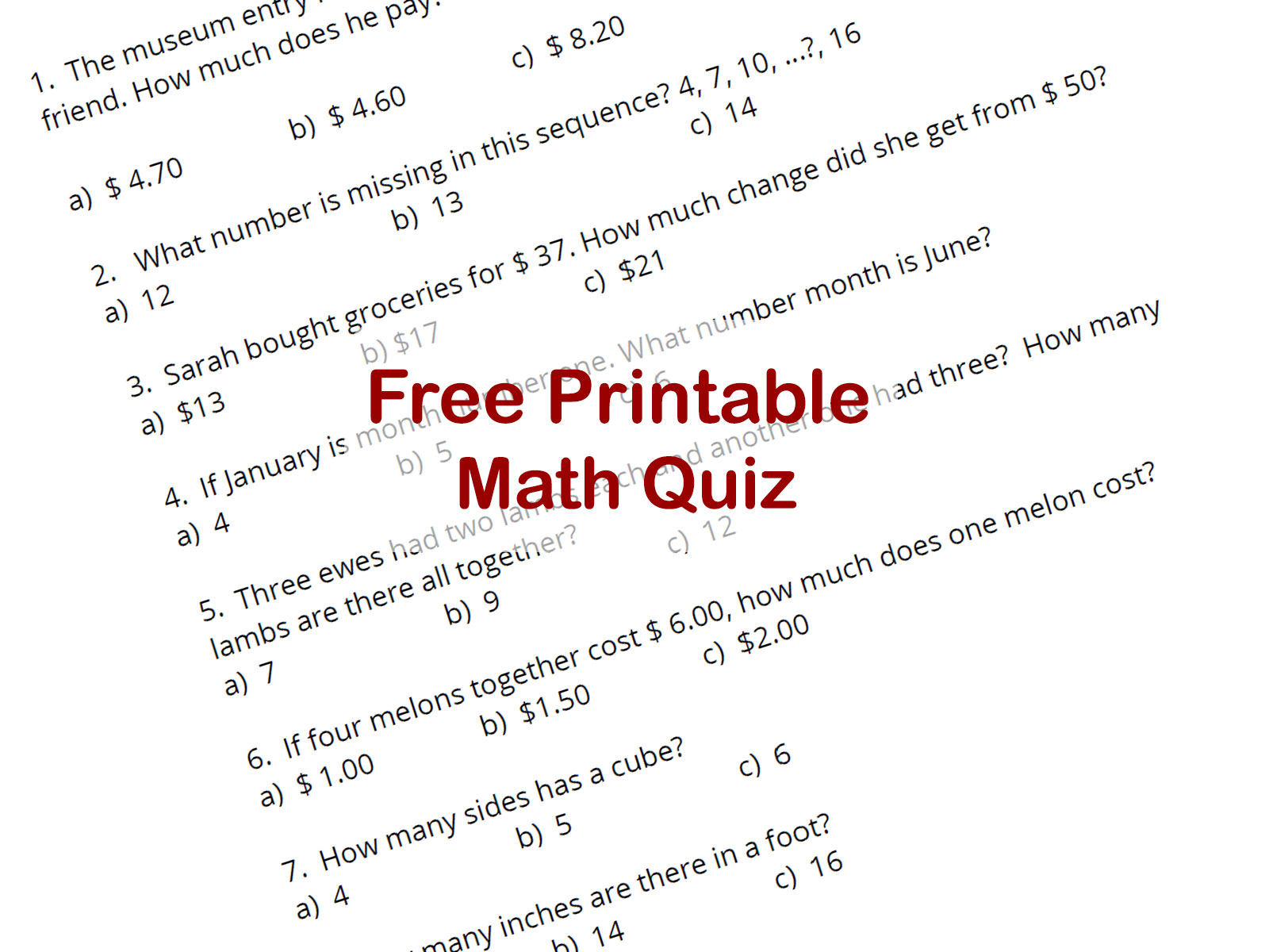 easy math quiz for seniors