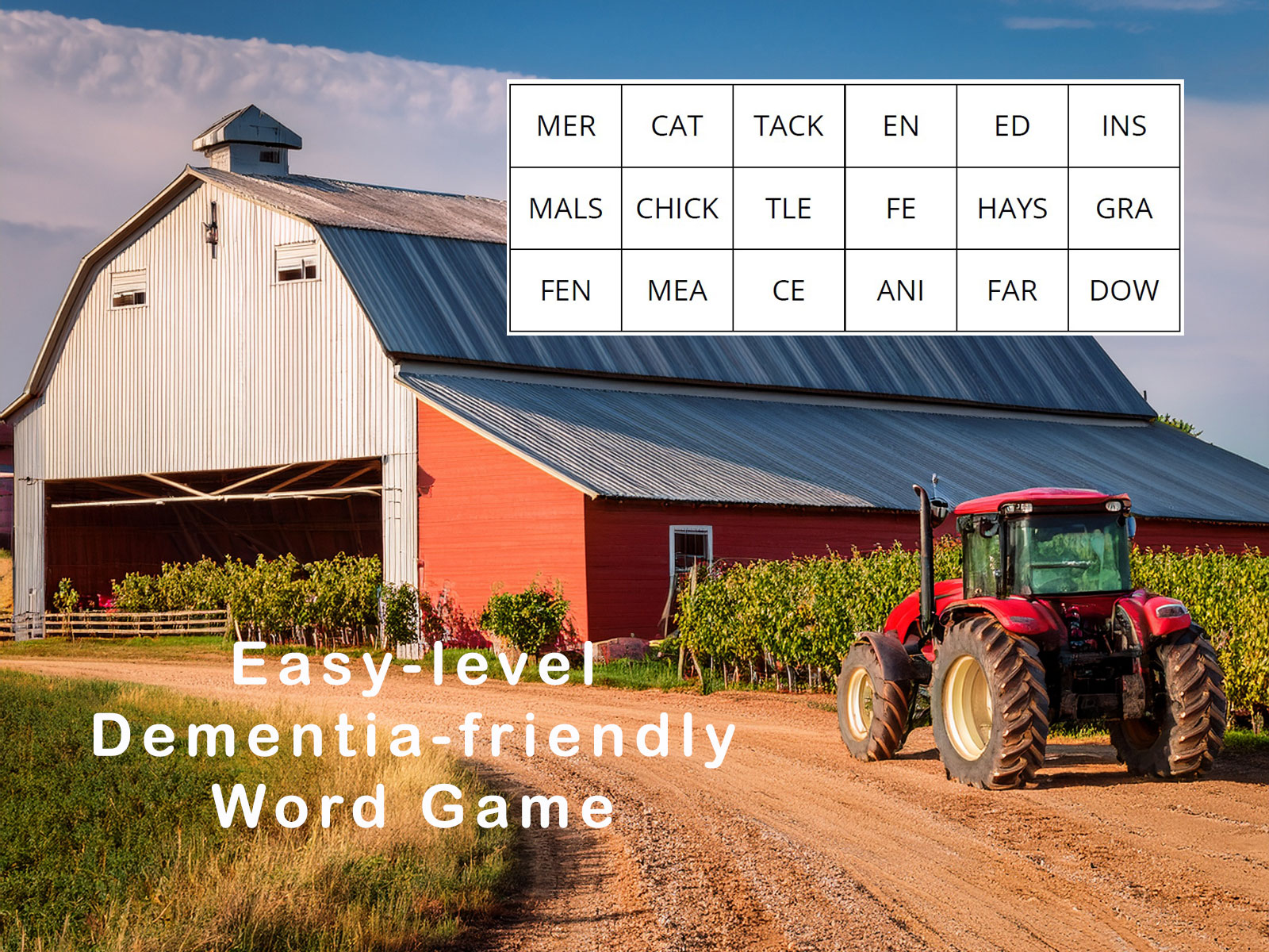 Split words activity, farm themed